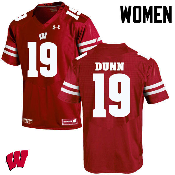 Women Wisconsin Badgers #19 Bobby Dunn College Football Jerseys-Red - Click Image to Close